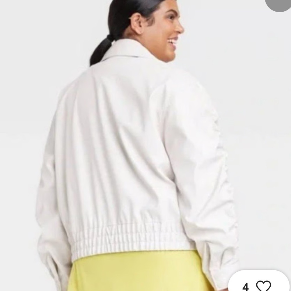 AVA & VIV Women's Elegant Cream Bomber Jacket